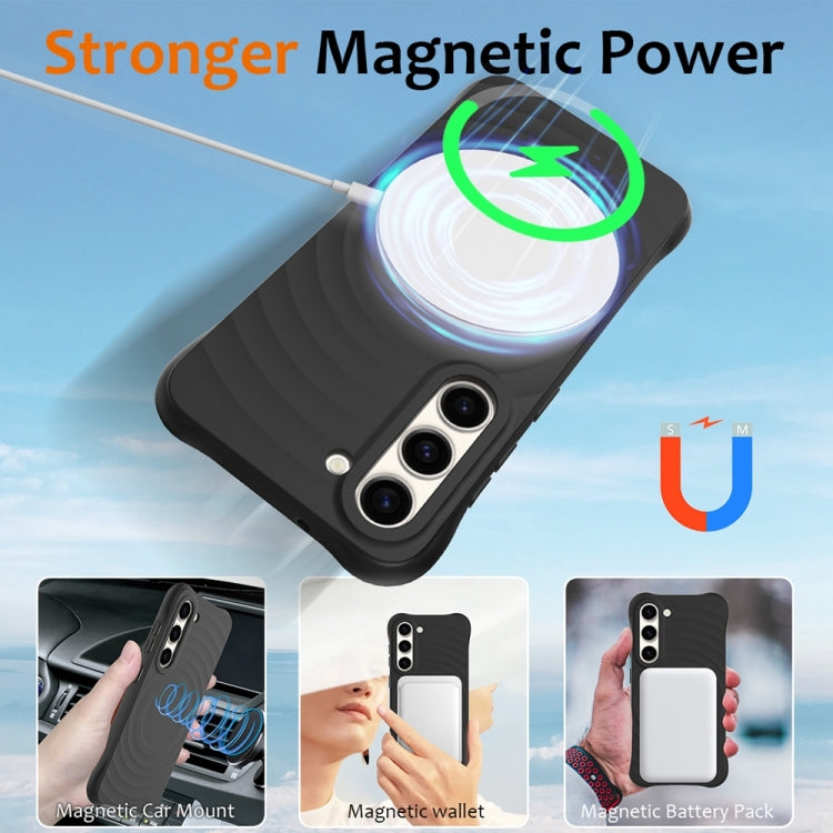 For Samsung Galaxy S23+ 5G Wave Texture MagSafe Magnetic Liquid Silicone Phone Case(Black) - HoMEdemic™ 