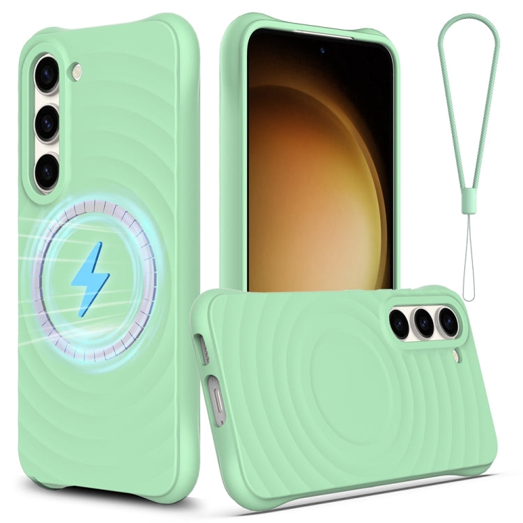 For Samsung Galaxy S23+ 5G Wave Texture MagSafe Magnetic Liquid Silicone Phone Case(Green) - HoMEdemic™ 