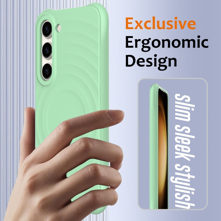 For Samsung Galaxy S23+ 5G Wave Texture MagSafe Magnetic Liquid Silicone Phone Case(Green) - HoMEdemic™ 