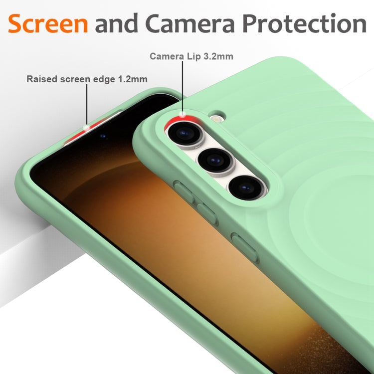 For Samsung Galaxy S23+ 5G Wave Texture MagSafe Magnetic Liquid Silicone Phone Case(Green) - HoMEdemic™ 