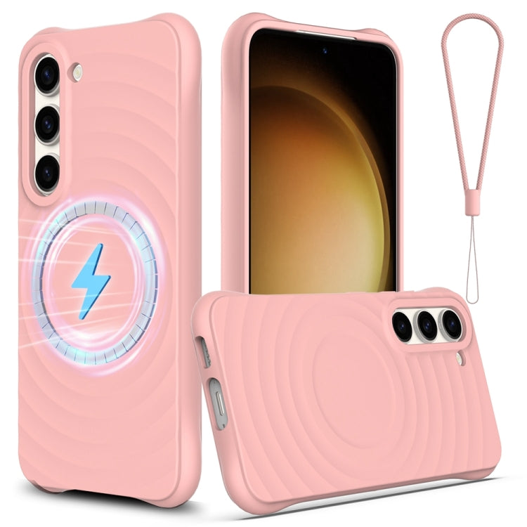 For Samsung Galaxy S23+ 5G Wave Texture MagSafe Magnetic Liquid Silicone Phone Case(Pink) - HoMEdemic™ 