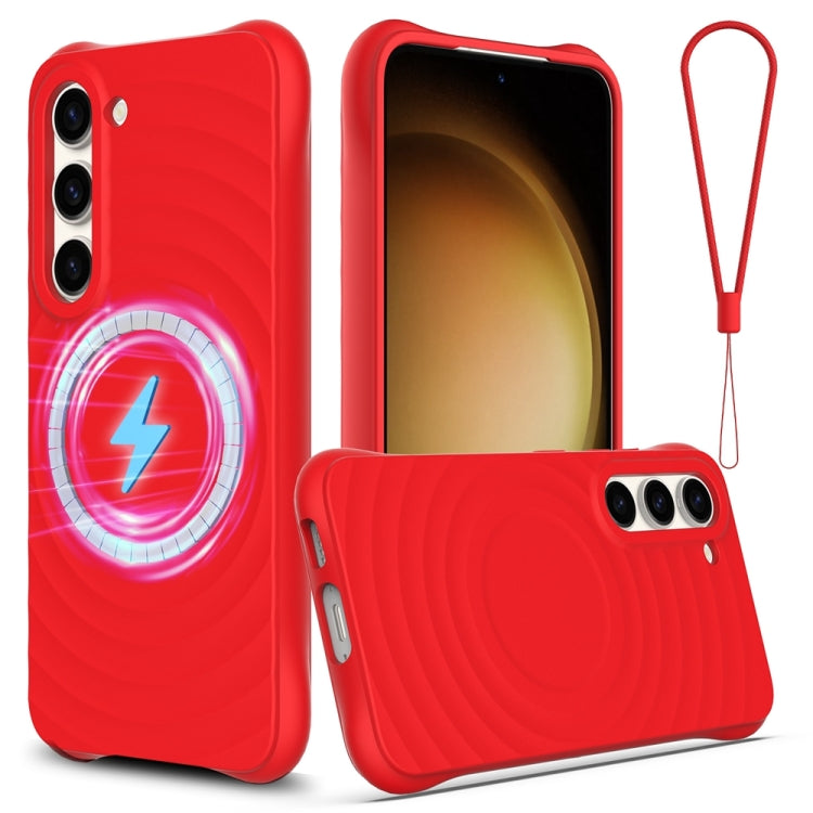 For Samsung Galaxy S23+ 5G Wave Texture MagSafe Magnetic Liquid Silicone Phone Case(Red) - HoMEdemic™ 