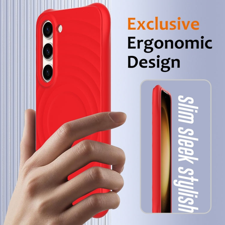 For Samsung Galaxy S23+ 5G Wave Texture MagSafe Magnetic Liquid Silicone Phone Case(Red) - HoMEdemic™ 