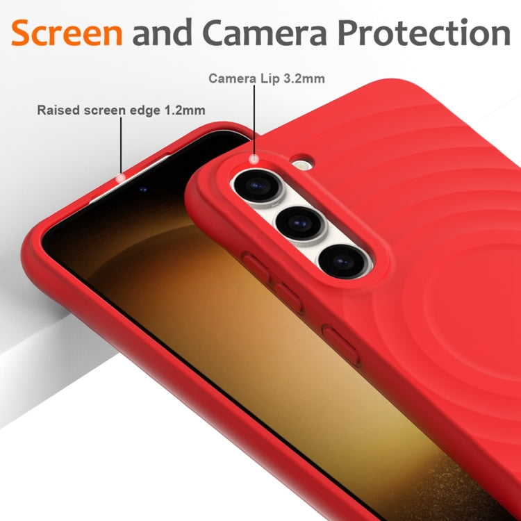 For Samsung Galaxy S23+ 5G Wave Texture MagSafe Magnetic Liquid Silicone Phone Case(Red) - HoMEdemic™ 