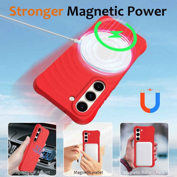 For Samsung Galaxy S23+ 5G Wave Texture MagSafe Magnetic Liquid Silicone Phone Case(Red) - HoMEdemic™ 