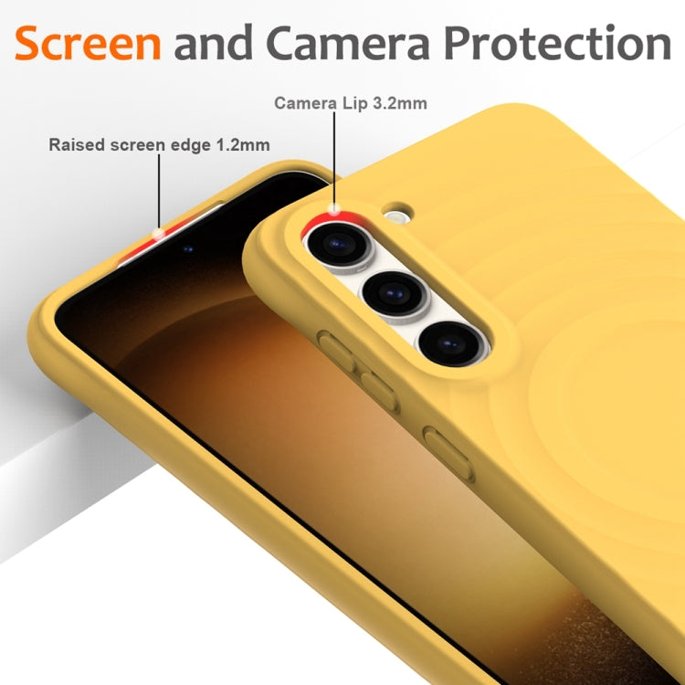 For Samsung Galaxy S23+ 5G Wave Texture MagSafe Magnetic Liquid Silicone Phone Case(Yellow) - HoMEdemic™ 