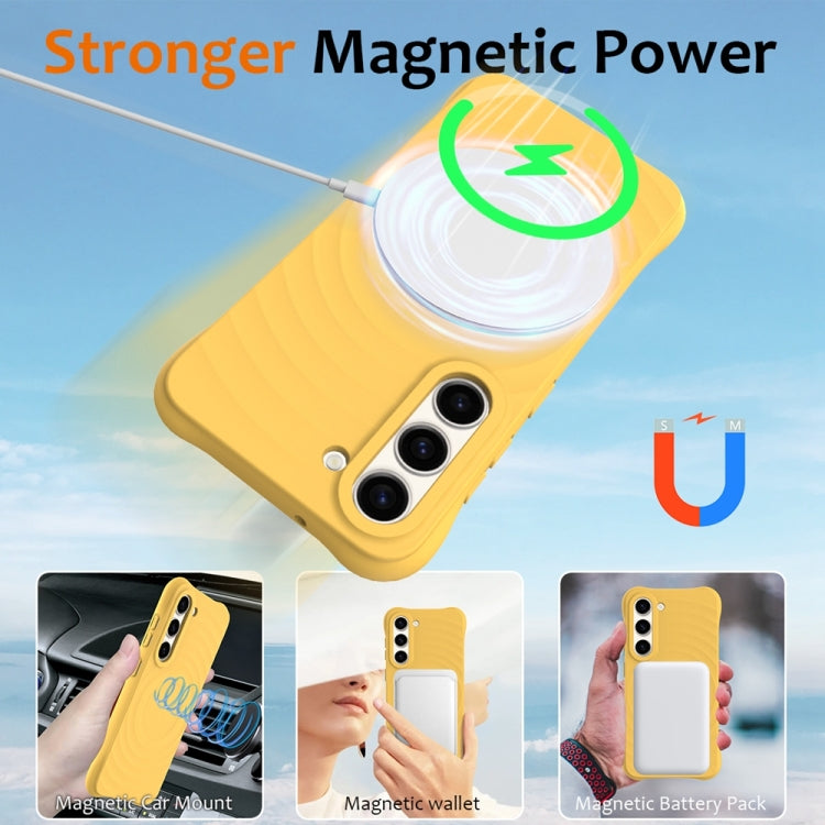 For Samsung Galaxy S23+ 5G Wave Texture MagSafe Magnetic Liquid Silicone Phone Case(Yellow) - HoMEdemic™ 