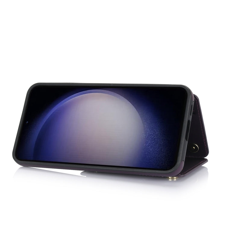For Samsung Galaxy S23+ 5G YM006 Skin Feel Zipper Card Bag Phone Case with Dual Lanyard(Dark Purple) - HoMEdemic™ 