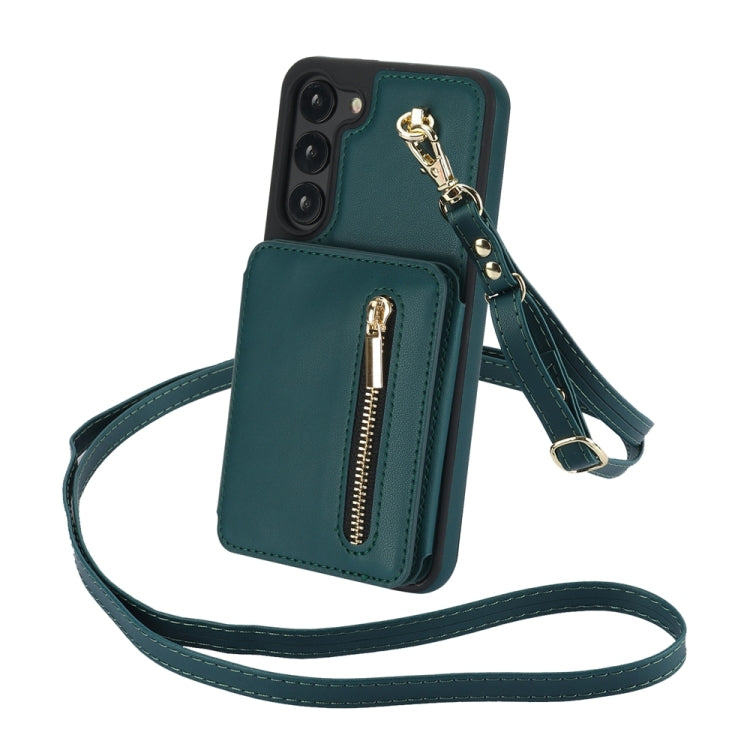 For Samsung Galaxy S23+ 5G YM006 Skin Feel Zipper Card Bag Phone Case with Dual Lanyard(Green) - HoMEdemic™ 
