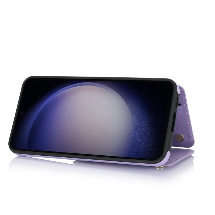 For Samsung Galaxy S23+ 5G YM006 Skin Feel Zipper Card Bag Phone Case with Dual Lanyard(Light Purple) - HoMEdemic™ 