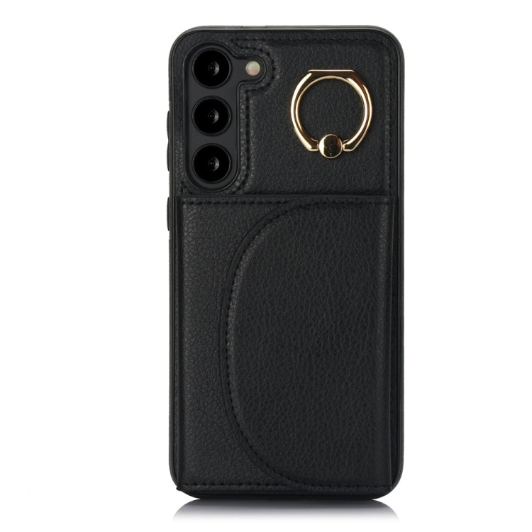 For Samsung Galaxy S23+ 5G YM007 Ring Holder Card Bag Skin Feel Phone Case(Black) - HoMEdemic™ 