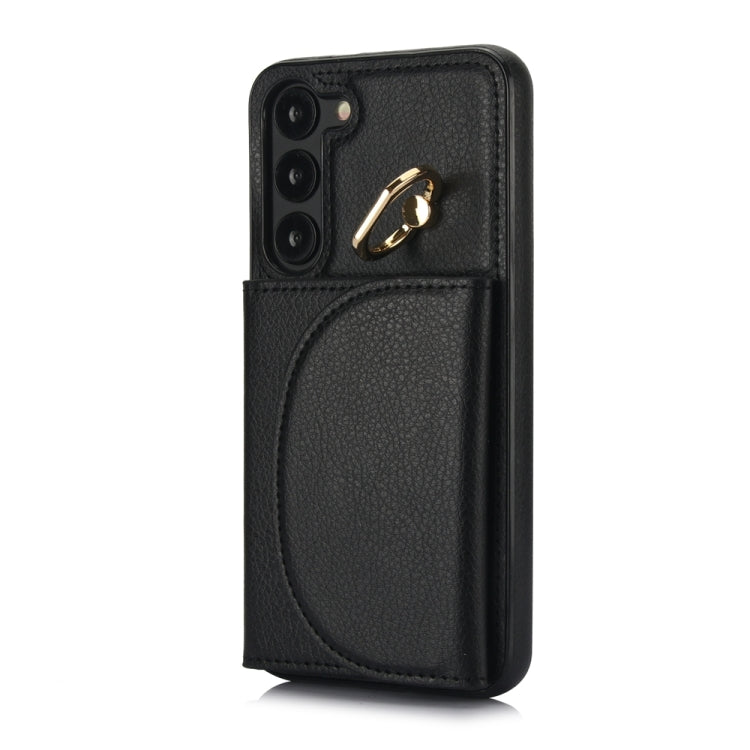 For Samsung Galaxy S23+ 5G YM007 Ring Holder Card Bag Skin Feel Phone Case(Black) - HoMEdemic™ 