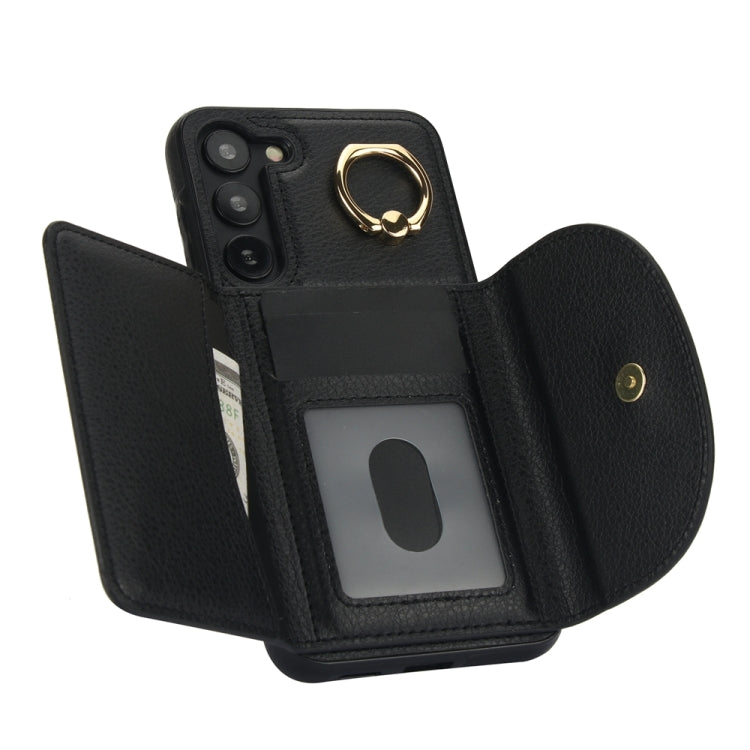For Samsung Galaxy S23+ 5G YM007 Ring Holder Card Bag Skin Feel Phone Case(Black) - HoMEdemic™ 