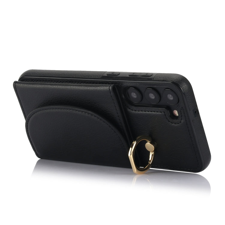 For Samsung Galaxy S23+ 5G YM007 Ring Holder Card Bag Skin Feel Phone Case(Black) - HoMEdemic™ 