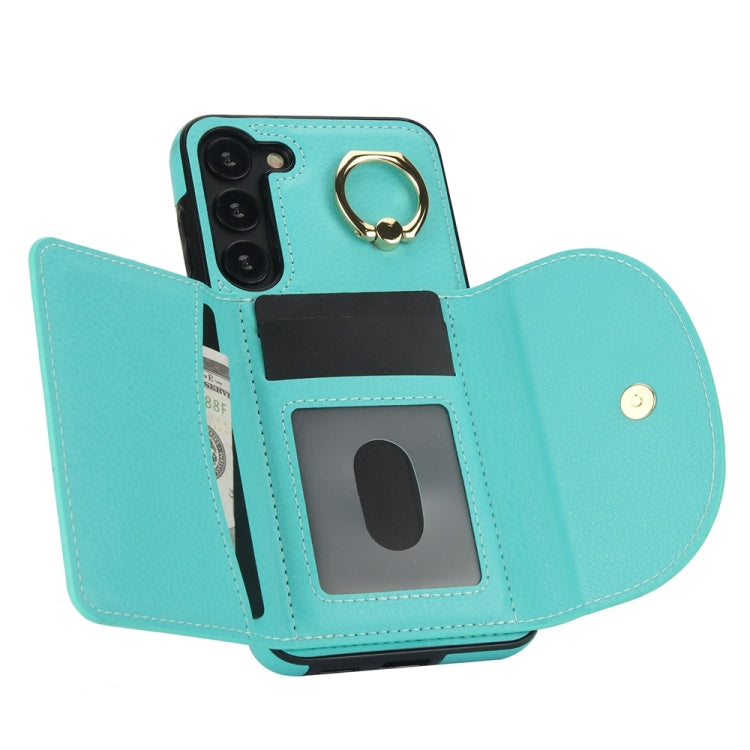 For Samsung Galaxy S23+ 5G YM007 Ring Holder Card Bag Skin Feel Phone Case(Green) - HoMEdemic™ 