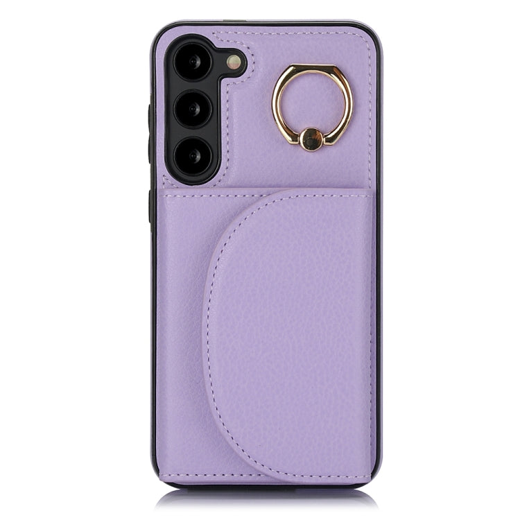 For Samsung Galaxy S23+ 5G YM007 Ring Holder Card Bag Skin Feel Phone Case(Purple) - HoMEdemic™ 