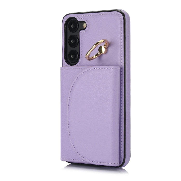 For Samsung Galaxy S23+ 5G YM007 Ring Holder Card Bag Skin Feel Phone Case(Purple) - HoMEdemic™ 