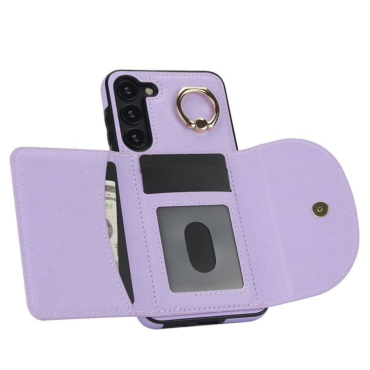 For Samsung Galaxy S23+ 5G YM007 Ring Holder Card Bag Skin Feel Phone Case(Purple) - HoMEdemic™ 