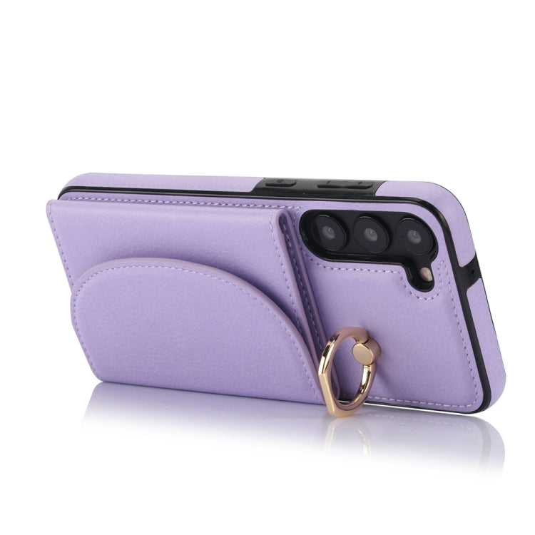 For Samsung Galaxy S23+ 5G YM007 Ring Holder Card Bag Skin Feel Phone Case(Purple) - HoMEdemic™ 