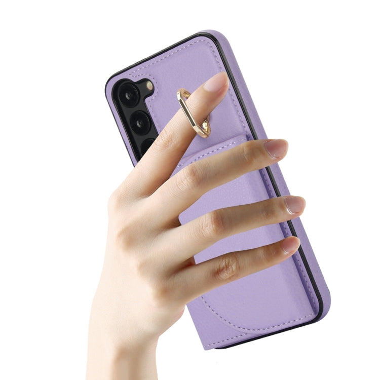 For Samsung Galaxy S23+ 5G YM007 Ring Holder Card Bag Skin Feel Phone Case(Purple) - HoMEdemic™ 