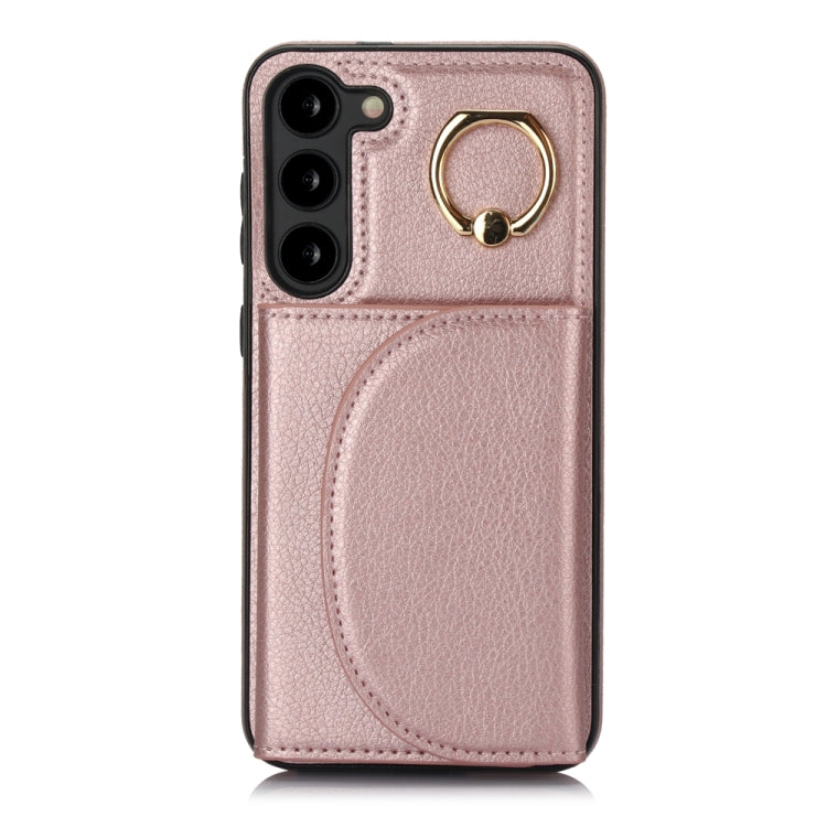 For Samsung Galaxy S23+ 5G YM007 Ring Holder Card Bag Skin Feel Phone Case(Rose Gold) - HoMEdemic™ 