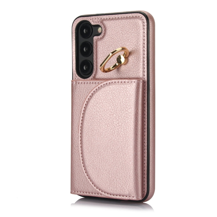 For Samsung Galaxy S23+ 5G YM007 Ring Holder Card Bag Skin Feel Phone Case(Rose Gold) - HoMEdemic™ 