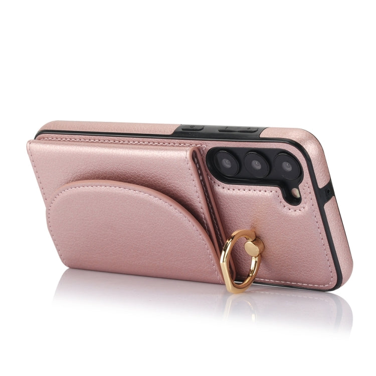 For Samsung Galaxy S23+ 5G YM007 Ring Holder Card Bag Skin Feel Phone Case(Rose Gold) - HoMEdemic™ 