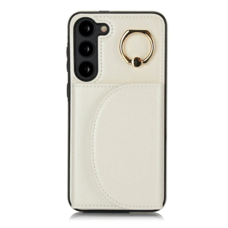 For Samsung Galaxy S23+ 5G YM007 Ring Holder Card Bag Skin Feel Phone Case(White) - HoMEdemic™ 