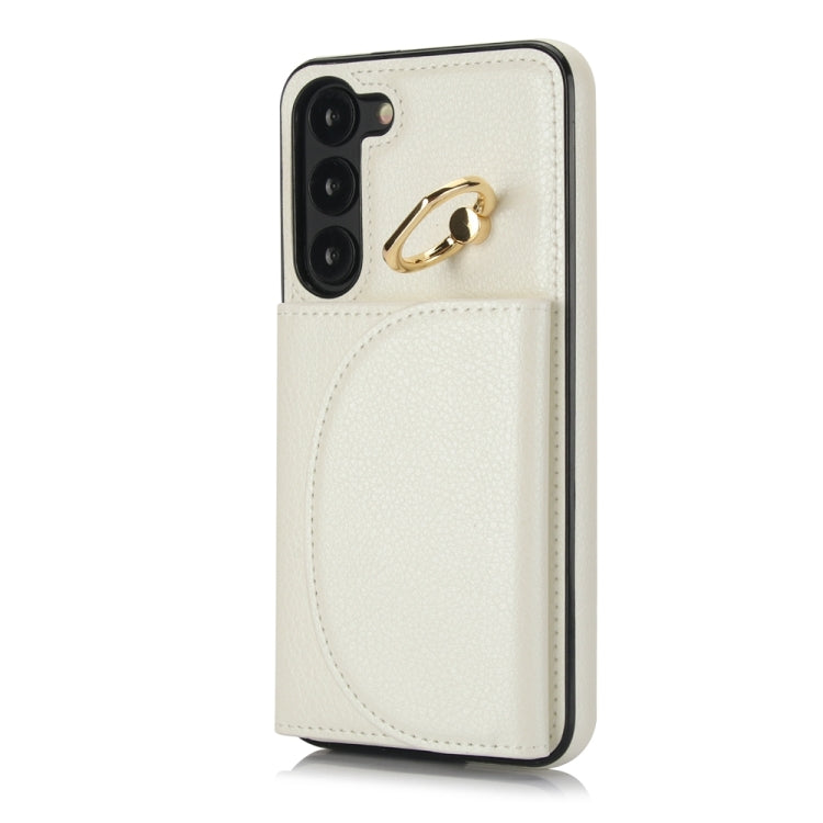 For Samsung Galaxy S23+ 5G YM007 Ring Holder Card Bag Skin Feel Phone Case(White) - HoMEdemic™ 