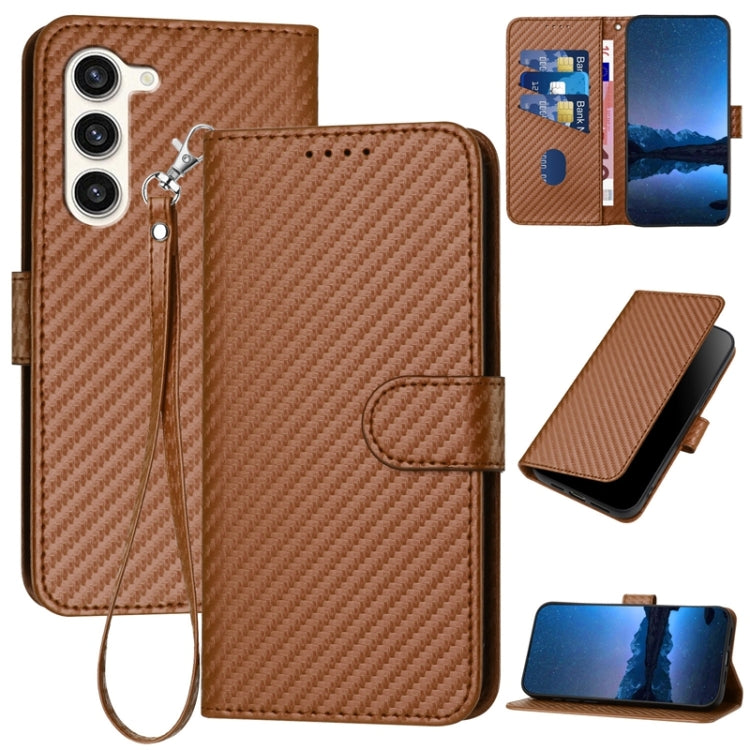For Samsung Galaxy S23+ 5G YX0070 Carbon Fiber Buckle Leather Phone Case with Lanyard(Coffee) - HoMEdemic™ 
