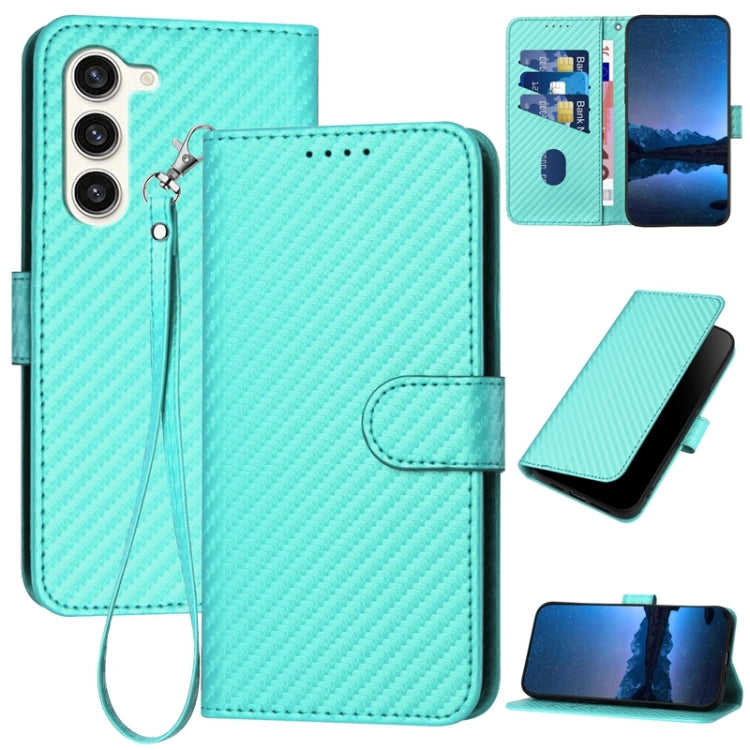 For Samsung Galaxy S23+ 5G YX0070 Carbon Fiber Buckle Leather Phone Case with Lanyard(Light Blue) - HoMEdemic™ 