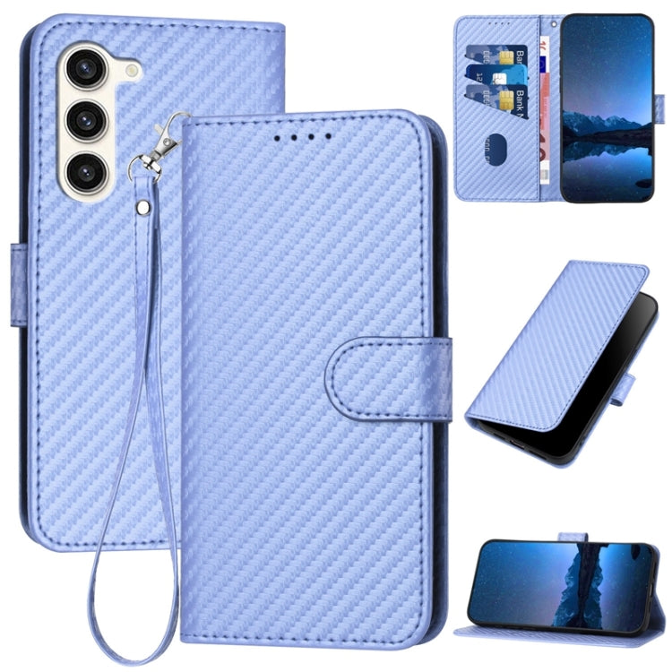 For Samsung Galaxy S23+ 5G YX0070 Carbon Fiber Buckle Leather Phone Case with Lanyard(Light Purple) - HoMEdemic™ 