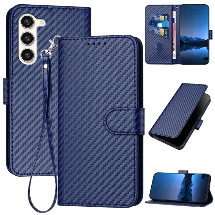 For Samsung Galaxy S23+ 5G YX0070 Carbon Fiber Buckle Leather Phone Case with Lanyard(Royal Blue) - HoMEdemic™ 