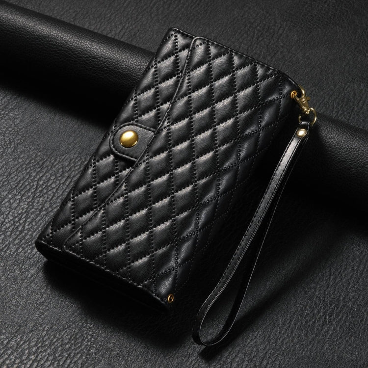 For Samsung Galaxy S23+ 5G Zipper Multi-Card Wallet Rhombic Leather Phone Case(Black) - HoMEdemic™ 