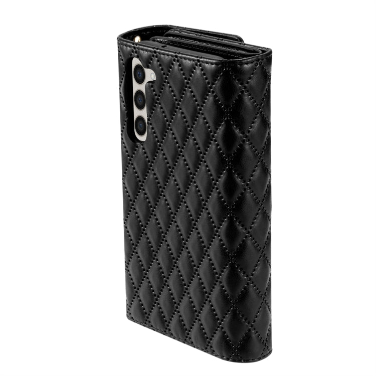 For Samsung Galaxy S23+ 5G Zipper Multi-Card Wallet Rhombic Leather Phone Case(Black) - HoMEdemic™ 