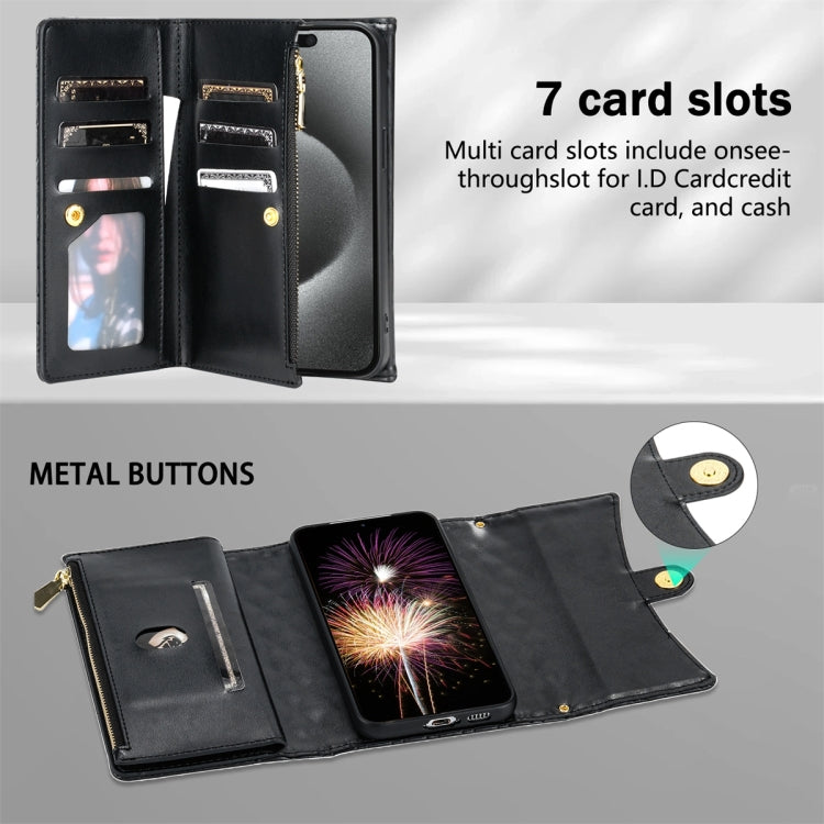For Samsung Galaxy S23+ 5G Zipper Multi-Card Wallet Rhombic Leather Phone Case(Black) - HoMEdemic™ 