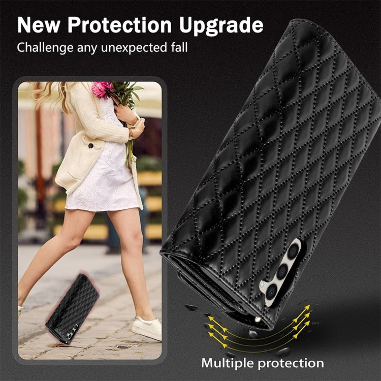For Samsung Galaxy S23+ 5G Zipper Multi-Card Wallet Rhombic Leather Phone Case(Black) - HoMEdemic™ 