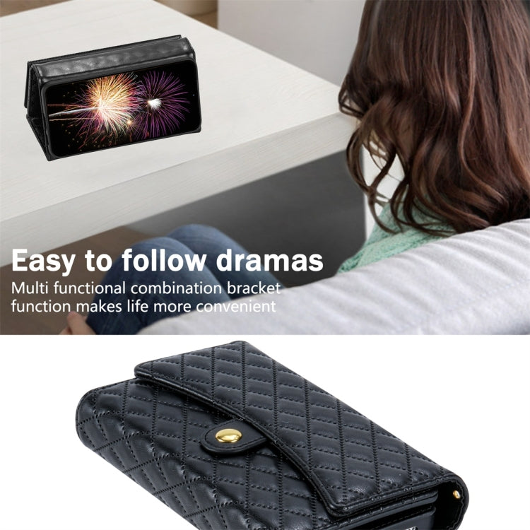 For Samsung Galaxy S23+ 5G Zipper Multi-Card Wallet Rhombic Leather Phone Case(Black) - HoMEdemic™ 