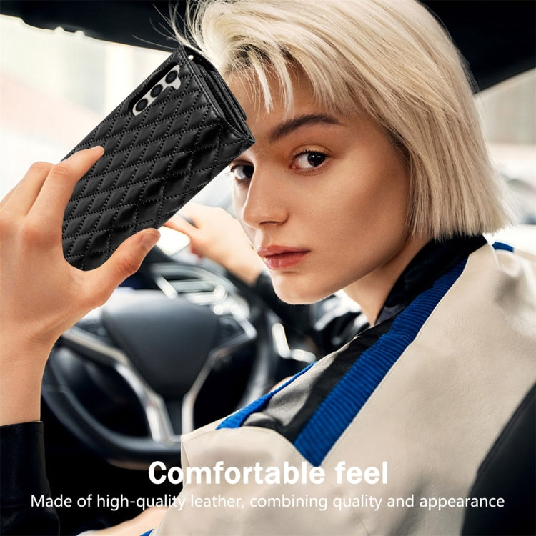 For Samsung Galaxy S23+ 5G Zipper Multi-Card Wallet Rhombic Leather Phone Case(Black) - HoMEdemic™ 