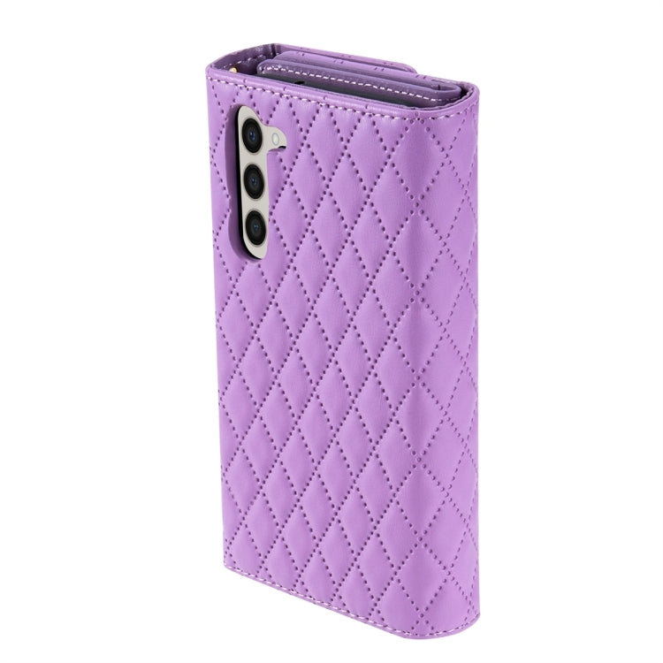 For Samsung Galaxy S23+ 5G Zipper Multi-Card Wallet Rhombic Leather Phone Case(Purple) - HoMEdemic™ 