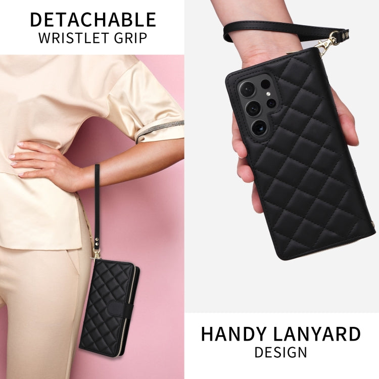 For Samsung Galaxy S23+ Crossbody Rhombic Zipper Tower Buckle Leather Phone Case with Lanyard(Black) - HoMEdemic™ 