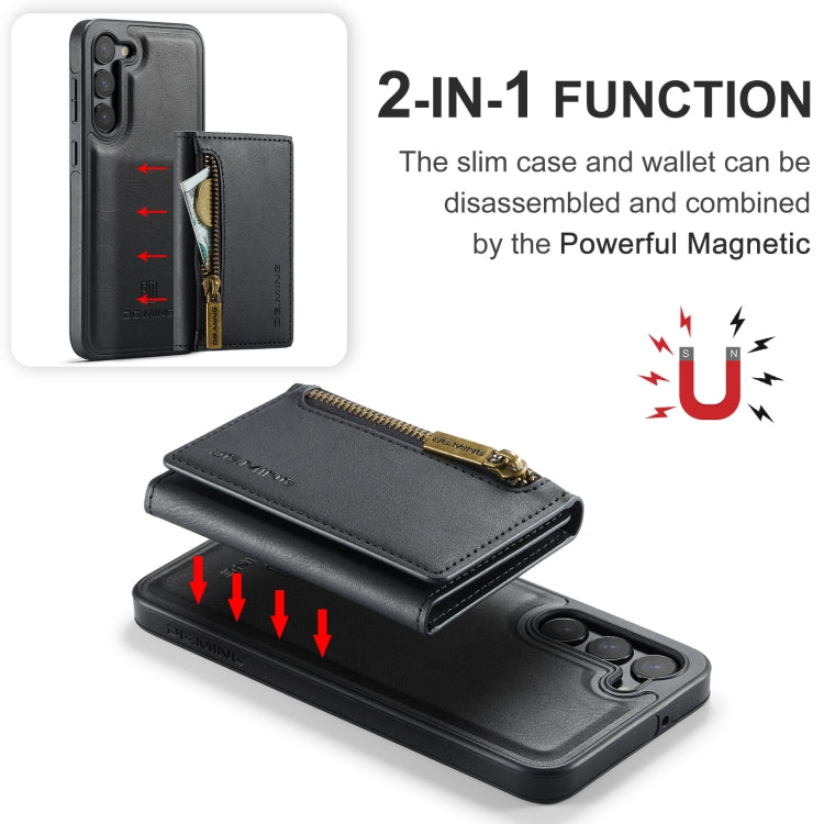For Samsung Galaxy S23+ DG.MING M5 Series Zip RFID Multi Card Detachable Leather Phone Case(Black) - HoMEdemic™ 
