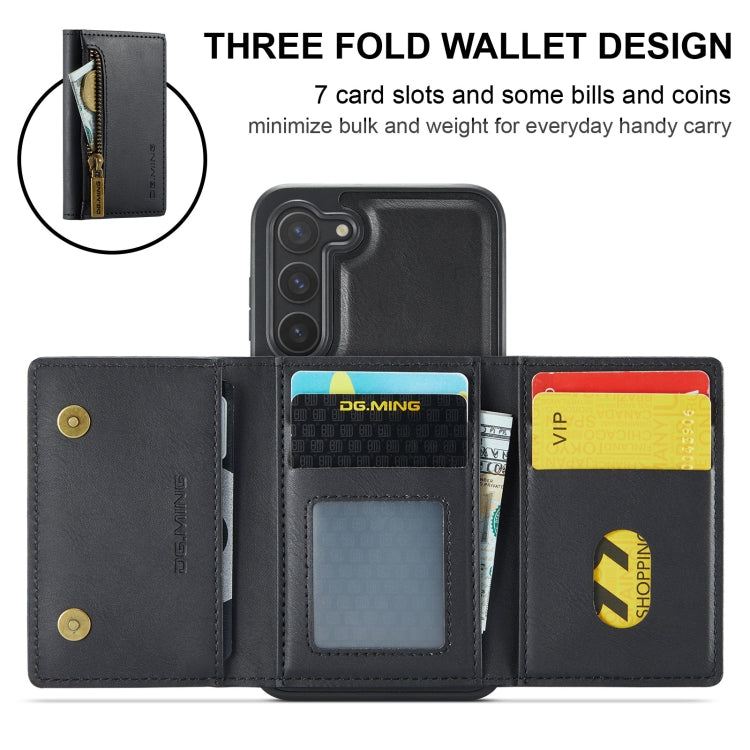 For Samsung Galaxy S23+ DG.MING M5 Series Zip RFID Multi Card Detachable Leather Phone Case(Black) - HoMEdemic™ 