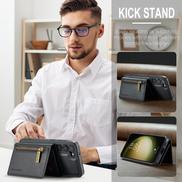 For Samsung Galaxy S23+ DG.MING M5 Series Zip RFID Multi Card Detachable Leather Phone Case(Black) - HoMEdemic™ 