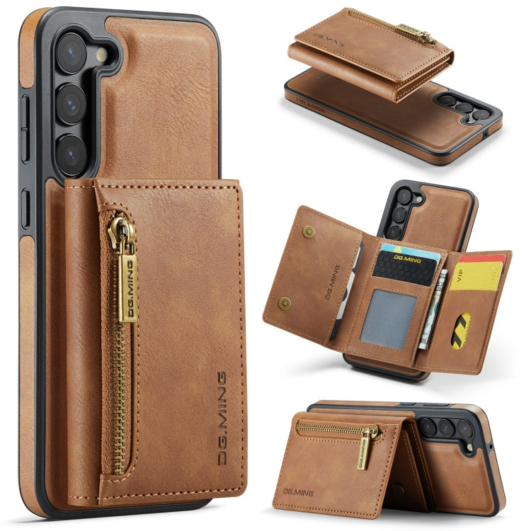 For Samsung Galaxy S23+ DG.MING M5 Series Zip RFID Multi Card Detachable Leather Phone Case(Brown) - HoMEdemic™ 