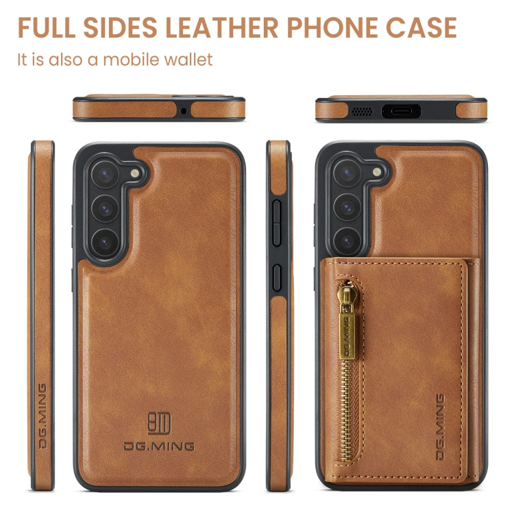 For Samsung Galaxy S23+ DG.MING M5 Series Zip RFID Multi Card Detachable Leather Phone Case(Brown) - HoMEdemic™ 