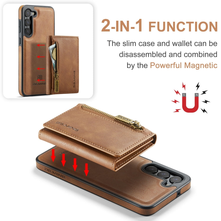 For Samsung Galaxy S23+ DG.MING M5 Series Zip RFID Multi Card Detachable Leather Phone Case(Brown) - HoMEdemic™ 