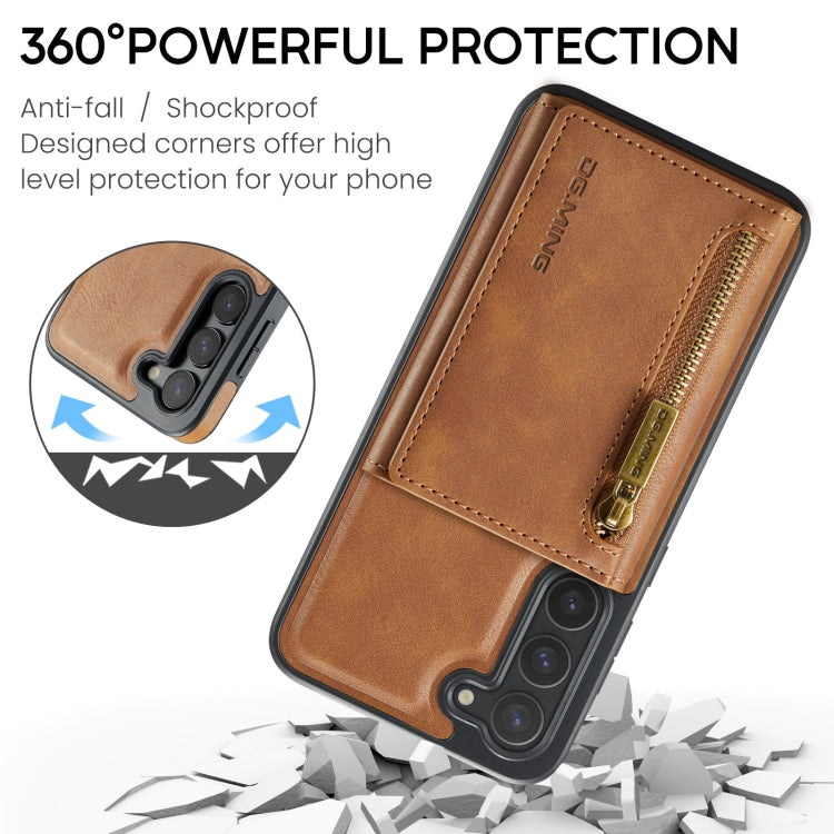 For Samsung Galaxy S23+ DG.MING M5 Series Zip RFID Multi Card Detachable Leather Phone Case(Brown) - HoMEdemic™ 