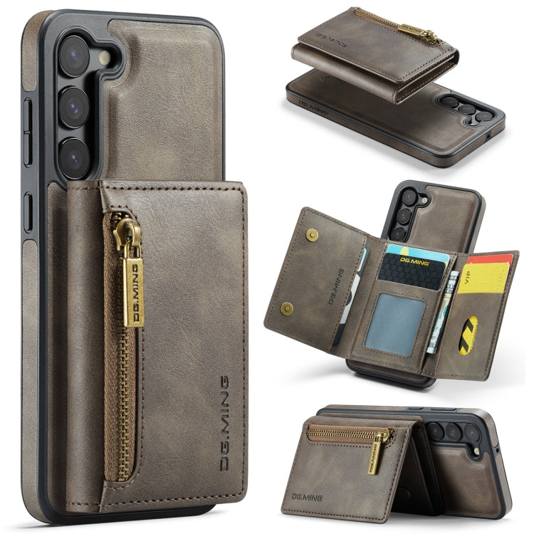 For Samsung Galaxy S23+ DG.MING M5 Series Zip RFID Multi Card Detachable Leather Phone Case(Coffee) - HoMEdemic™ 
