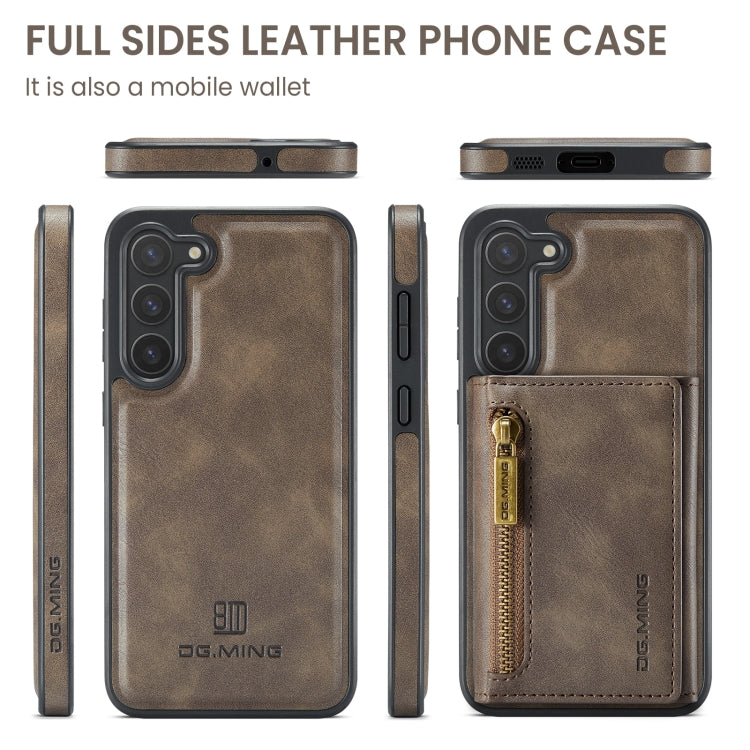 For Samsung Galaxy S23+ DG.MING M5 Series Zip RFID Multi Card Detachable Leather Phone Case(Coffee) - HoMEdemic™ 